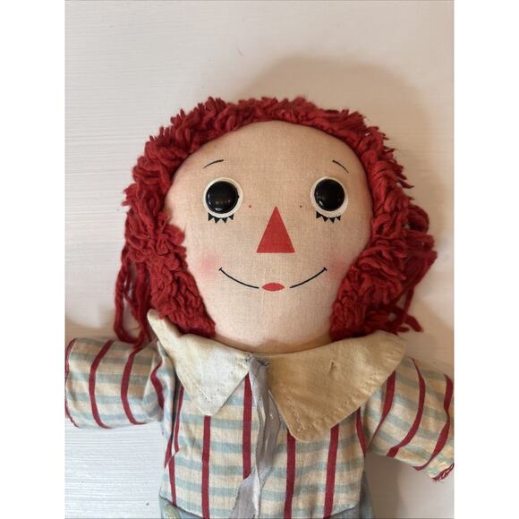 Vintage Knickerbocker Raggedy Ann Doll Plush Overalls Outfit Classic